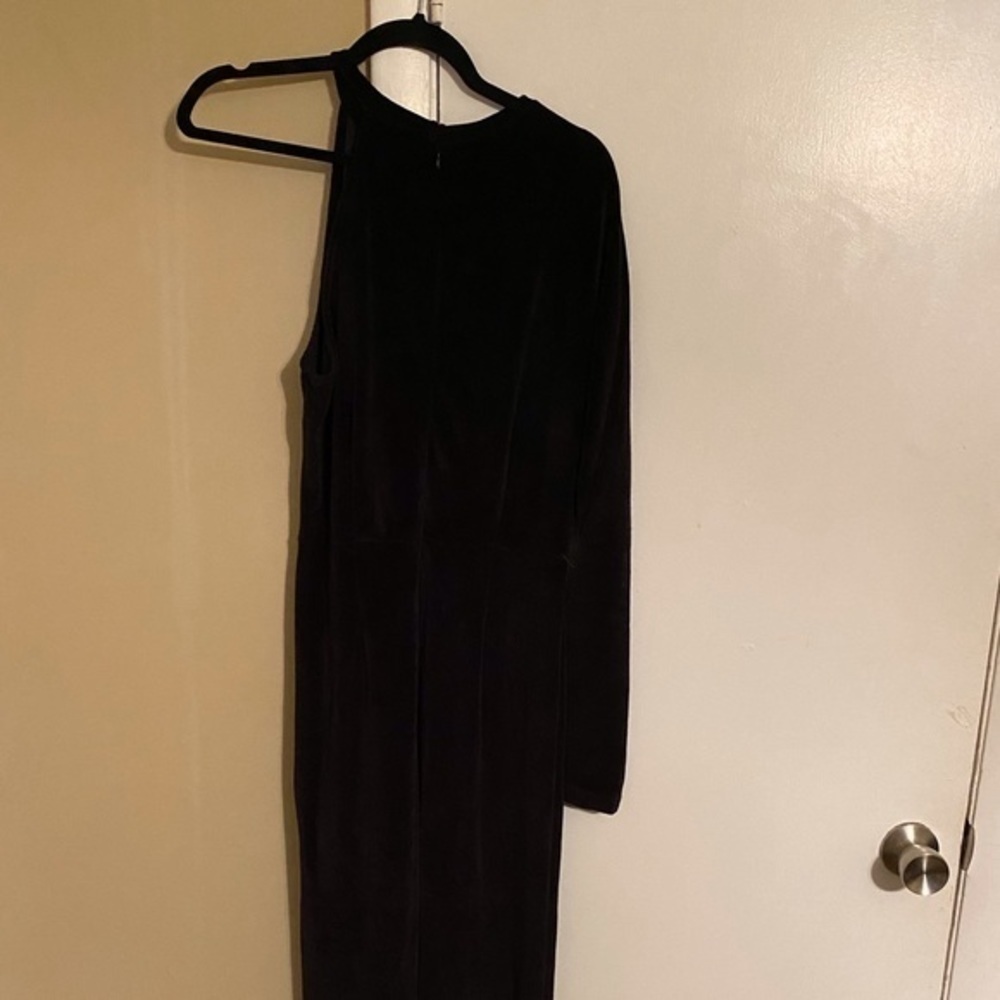 daya by Zendaya One Shoulder Velour Jumpsuit Black Size Large - Picture 6 of 6
